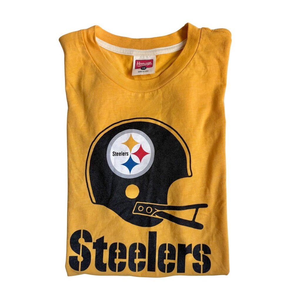 Homage Yellow Pittsburgh Steelers Big Helmet T-Shirt - Size 10